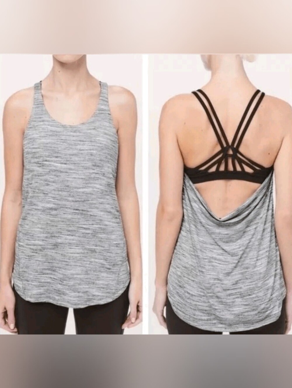 Lululemon Moment To Movement 2-In-1 Tank Space Dye Camo Black White/Black Size 6
